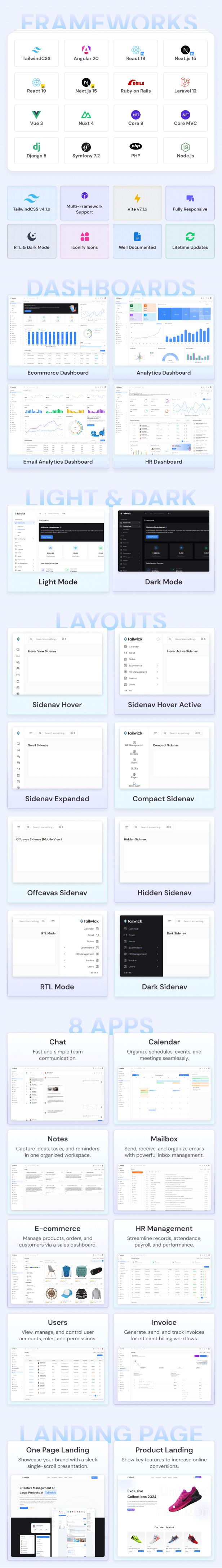 Tailwick - Tailwind, React, Next.js, Angular, Vue Nuxt, Laravel, Rails Admin Dashboard HTML Template